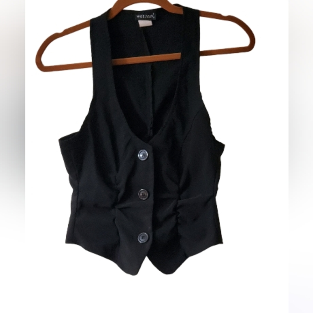 Vintage Y2K Black Vest 90s Medium